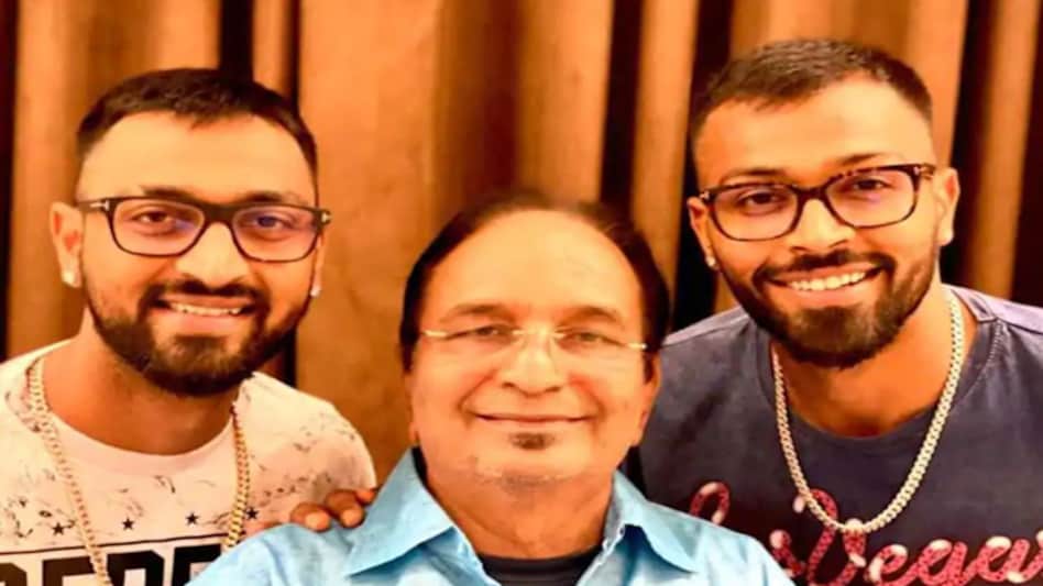 Hardik Pandya and Krunal Pandya with their father, late Himanshu Pandya (Image: Twitter) Hardik Pandya and Krunal Pandya with their father, late Himanshu Pandya (Image: Twitter)