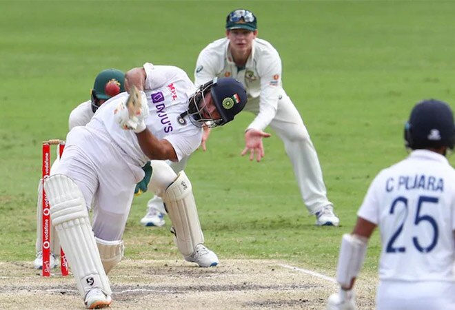 Rishabh Pant in action on the final day of the fourth cricket test between India and Australia at the Gabba, Brisbane, Australia. (AP/PTI Photo) Rishabh Pant in action on the final day of the fourth cricket test between India and Australia at the Gabba, Brisbane, Australia. (AP/PTI Photo)