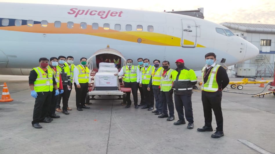 Spicejet flight SG8937 carried the vaccines from Pune Spicejet flight SG8937 carried the vaccines from Pune