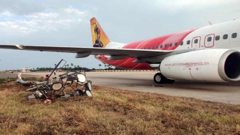 Air India flight suffered a minor mishap at the Vijayawada International Airport Image: ANI Air India flight suffered a minor mishap at the Vijayawada International Airport Image: ANI