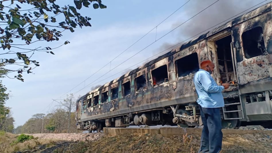 The coach caught fire due to a short circuit, according to Railway officials The coach caught fire due to a short circuit, according to Railway officials