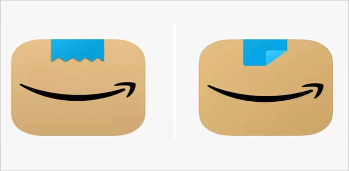 Amazon new logo (R), old logo (L) Amazon new logo (R), old logo (L)