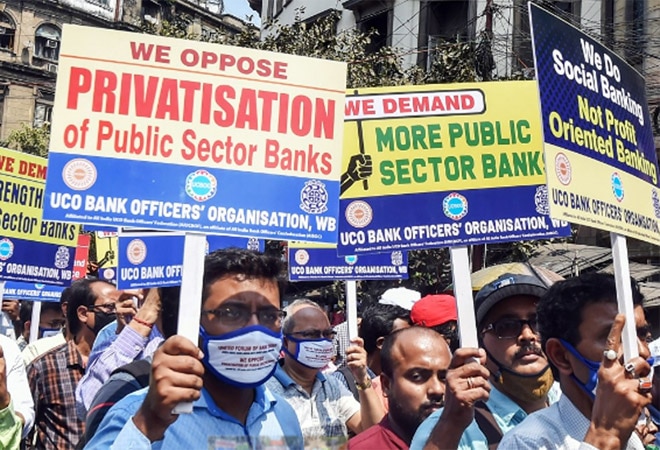 Bank unions have been asking the government to take back the privatisation and merger plans, which are likely to cause job losses Bank unions have been asking the government to take back the privatisation and merger plans, which are likely to cause job losses