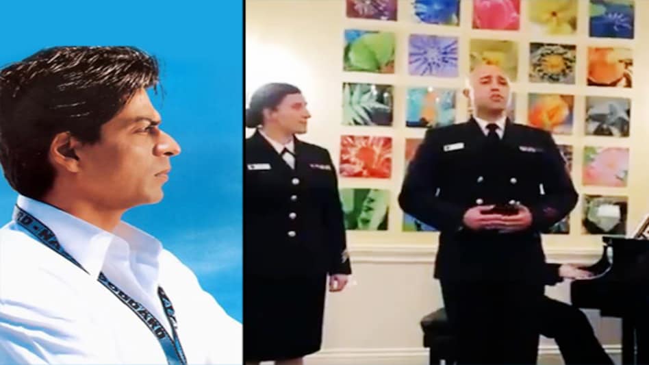 At a dinner event of the US Chief of Naval Operations, four members of the US Navy crooned the track from film Swades At a dinner event of the US Chief of Naval Operations, four members of the US Navy crooned the track from film Swades