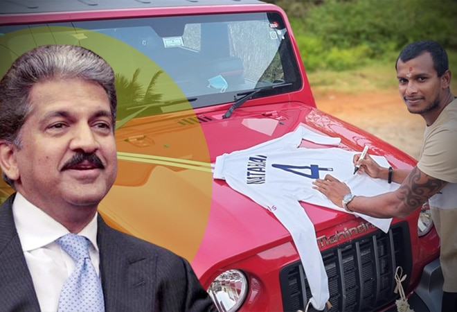 Thanking Anand Mahindra, T Natarajan sent back his signed Gabba Test jersey as a gesture Thanking Anand Mahindra, T Natarajan sent back his signed Gabba Test jersey as a gesture