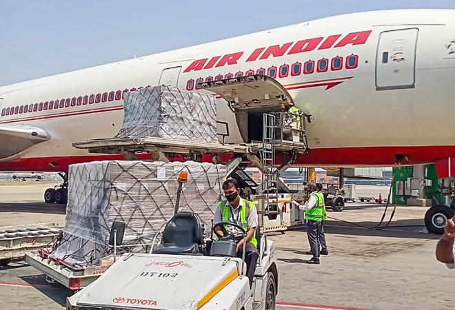 Air India is airlifting over 10,000 oxygen concentrators, manufactured by Philips, from various countries. Air India is airlifting over 10,000 oxygen concentrators, manufactured by Philips, from various countries.