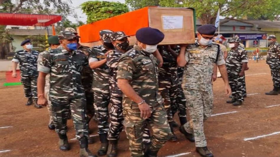 Tribute was paid to the fallen CPRF Jawans at the forces' Jagdalpur camp on Sunday morning Tribute was paid to the fallen CPRF Jawans at the forces' Jagdalpur camp on Sunday morning