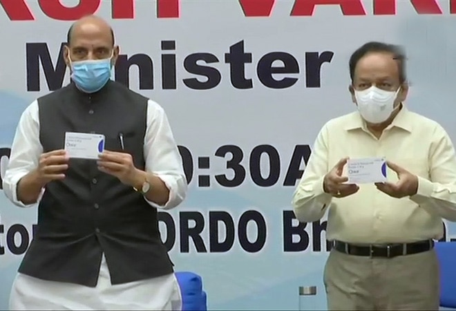 Defence minister Rajnath Singh and health minister Harsh Vardhan. Photo Credit: ANI Defence minister Rajnath Singh and health minister Harsh Vardhan. Photo Credit: ANI