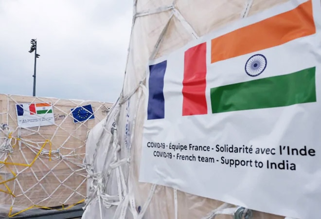 A cargo flight carrying oxygen generator plants from France bound for Delhi (Picture Courtesy: Twitter @FranceinIndia) A cargo flight carrying oxygen generator plants from France bound for Delhi (Picture Courtesy: Twitter @FranceinIndia)