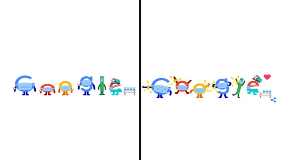 "Get vaccinated. Wear a mask. Save lives," Google said about its doodle today "Get vaccinated. Wear a mask. Save lives," Google said about its doodle today