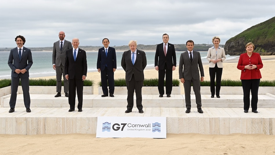 US President Joe Biden, British Prime Minister Boris Johnson, Italy's Mario Draghi, German Chancellor Angela Merkel, Canadian PM Justin Trudeau, French PM Emannuel Macron (Image: G7 website) US President Joe Biden, British Prime Minister Boris Johnson, Italy's Mario Draghi, German Chancellor Angela Merkel, Canadian PM Justin Trudeau, French PM Emannuel Macron (Image: G7 website)