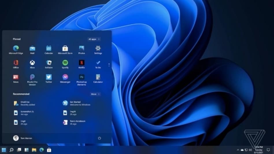 Windows 11 desktop and Start menu. (Source: The Verge) Windows 11 desktop and Start menu. (Source: The Verge)