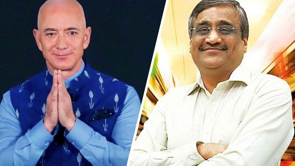 Former Amazon CEO Jeff Bezos and Future group founder Kishore Biyani Former Amazon CEO Jeff Bezos and Future group founder Kishore Biyani