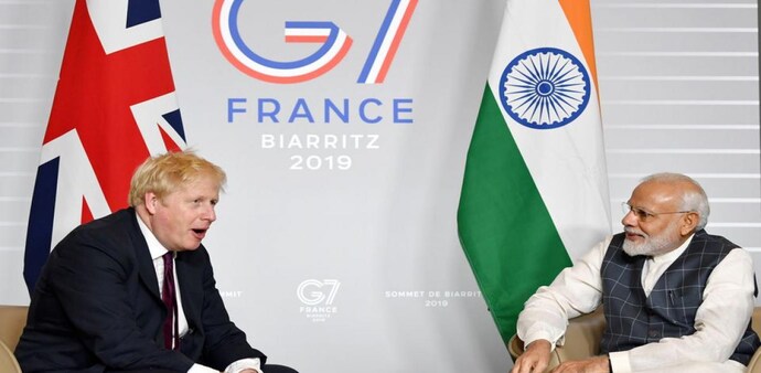 Prime Minister Narendra Modi and British PM Borris Johnson Prime Minister Narendra Modi and British PM Borris Johnson