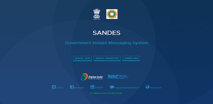 A screenshot of the government's instant messaging system Sandes' portal. The app is being touted as India's answer to social media giant Facebook's messaging platform WhatsApp. A screenshot of the government's instant messaging system Sandes' portal. The app is being touted as India's answer to social media giant Facebook's messaging platform WhatsApp.