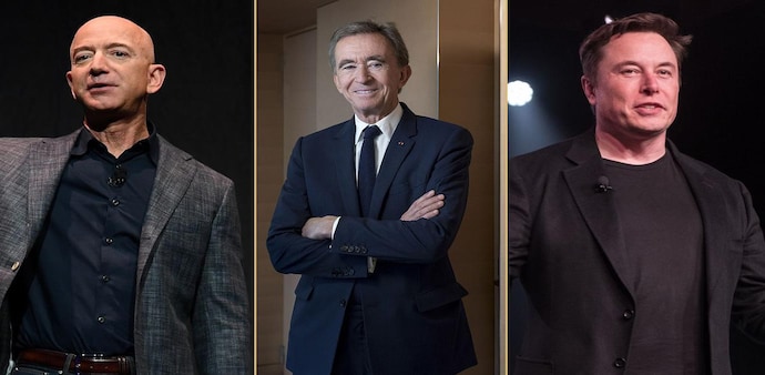 Jeff Bezos, Bernard Arnault and Elon Musk Jeff Bezos, Bernard Arnault and Elon Musk