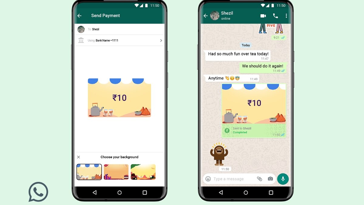 WhatsApp users in India can now add Payments Background while sending money through the app