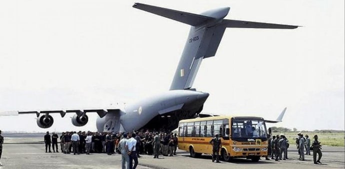 The first evacuation flight brought back over 40 Indians on Monday The first evacuation flight brought back over 40 Indians on Monday