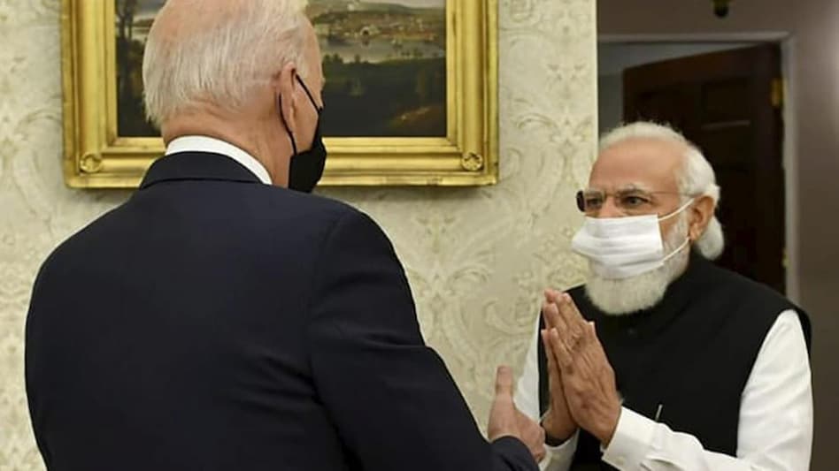 Prime Minister Narendra Modi greeting US President Joe Biden. (Photo: PTI) Prime Minister Narendra Modi greeting US President Joe Biden. (Photo: PTI)