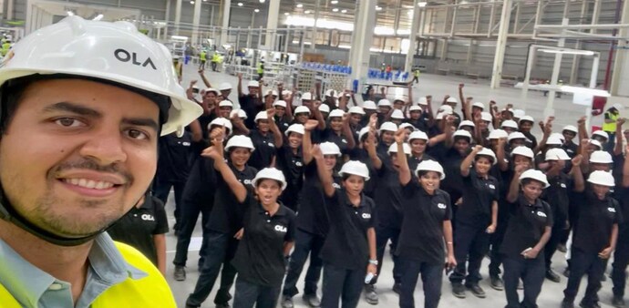 First batch of women workers in Ola Futurefactory First batch of women workers in Ola Futurefactory