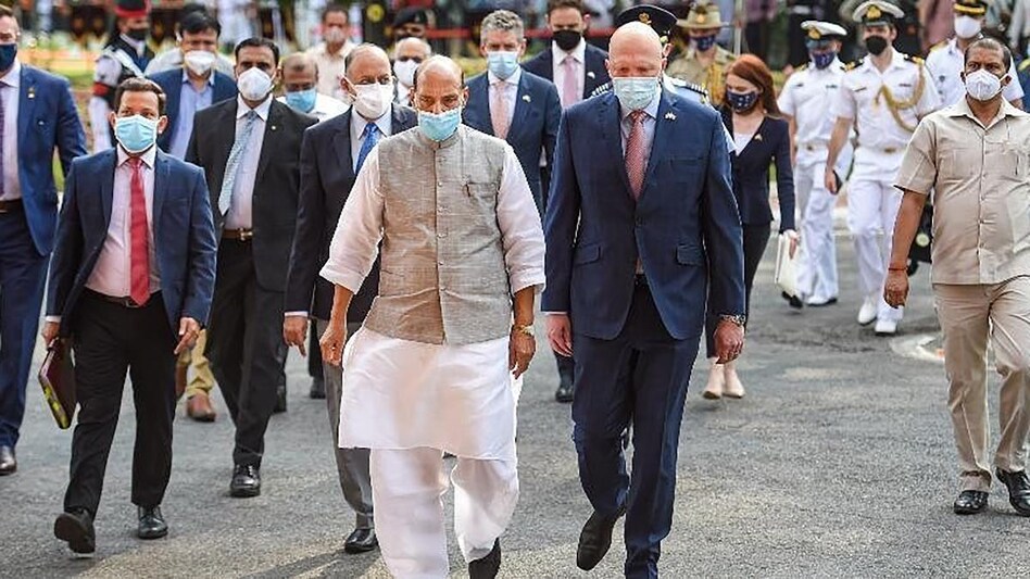Defence Minister Rajnath Singh with his counterpart from Australia Peter Dutton Defence Minister Rajnath Singh with his counterpart from Australia Peter Dutton