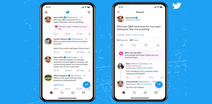 While Twitter plans to expand the rollout of its 'Super Follows' feature globally on iOS to subscribe in the coming weeks, the company hasn't disclosed the India launch for the feature yet While Twitter plans to expand the rollout of its 'Super Follows' feature globally on iOS to subscribe in the coming weeks, the company hasn't disclosed the India launch for the feature yet