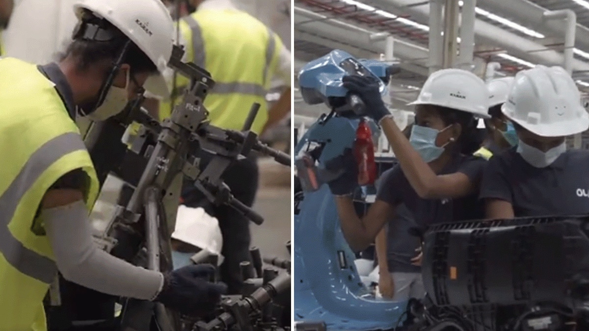 Ola e-scooter production at FutureFactory (Image: @bhash Twitter) Ola e-scooter production at FutureFactory (Image: @bhash Twitter)