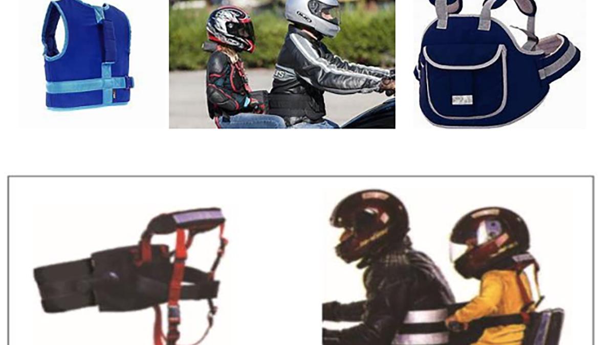 The safety harness to be worn by the child will have to be adjustable and come with a pair of straps that form shoulder loops that secure the child to the driver. The safety harness to be worn by the child will have to be adjustable and come with a pair of straps that form shoulder loops that secure the child to the driver.