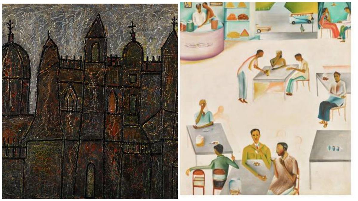 (Left) An FN Souza painting that had been hanging on the wall of a Michigan-based family since 1980 (when it was bought for $100) sold for 9,22,000 pounds. (Right) A painting by Bhupen Kakkar was also sold for 1.2 million pounds. Photo: Sotheby's (Left) An FN Souza painting that had been hanging on the wall of a Michigan-based family since 1980 (when it was bought for $100) sold for 9,22,000 pounds. (Right) A painting by Bhupen Kakkar was also sold for 1.2 million pounds. Photo: Sotheby's