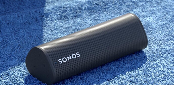 Rated IP67, the Sonos Roam is a tactile triangular-shaped speaker featuring silicone end caps and physical buttons to protect against drops or bumps. Rated IP67, the Sonos Roam is a tactile triangular-shaped speaker featuring silicone end caps and physical buttons to protect against drops or bumps.