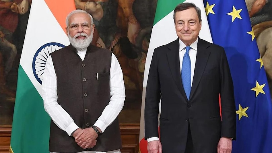 Prime Minister Narendra Modi with his Italian counterpart Mario Draghi Prime Minister Narendra Modi with his Italian counterpart Mario Draghi