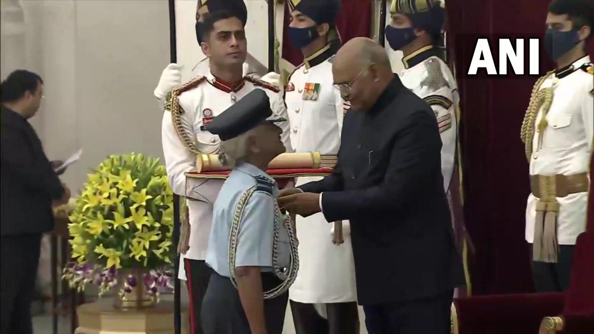 Air Marshal Dr Padma Bandopadhyay receives the Padma Shri award in the field of medicine.