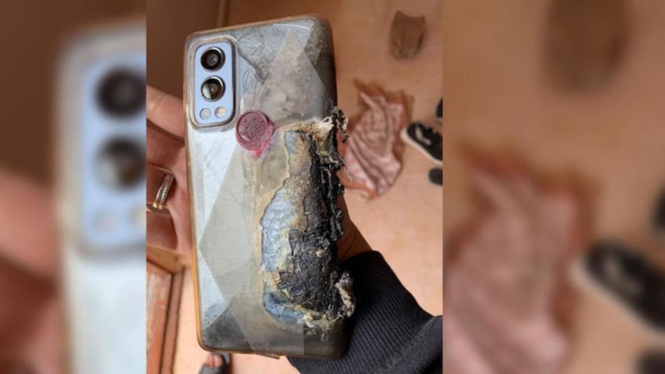 A OnePlus Nord 2 handset that exploded earlier this week. (Image: Suhit Sharma/ Twitter) A OnePlus Nord 2 handset that exploded earlier this week. (Image: Suhit Sharma/ Twitter)