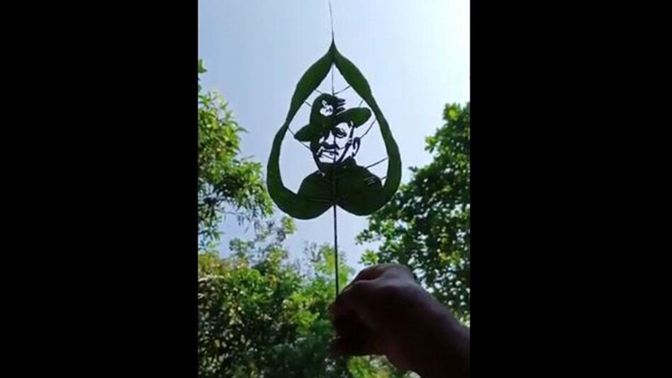 This one-of-a-kind tribute for General Bipin Rawat by a Karnataka-based artist named Sandesh Adkar. (Image: ANI) This one-of-a-kind tribute for General Bipin Rawat by a Karnataka-based artist named Sandesh Adkar. (Image: ANI)