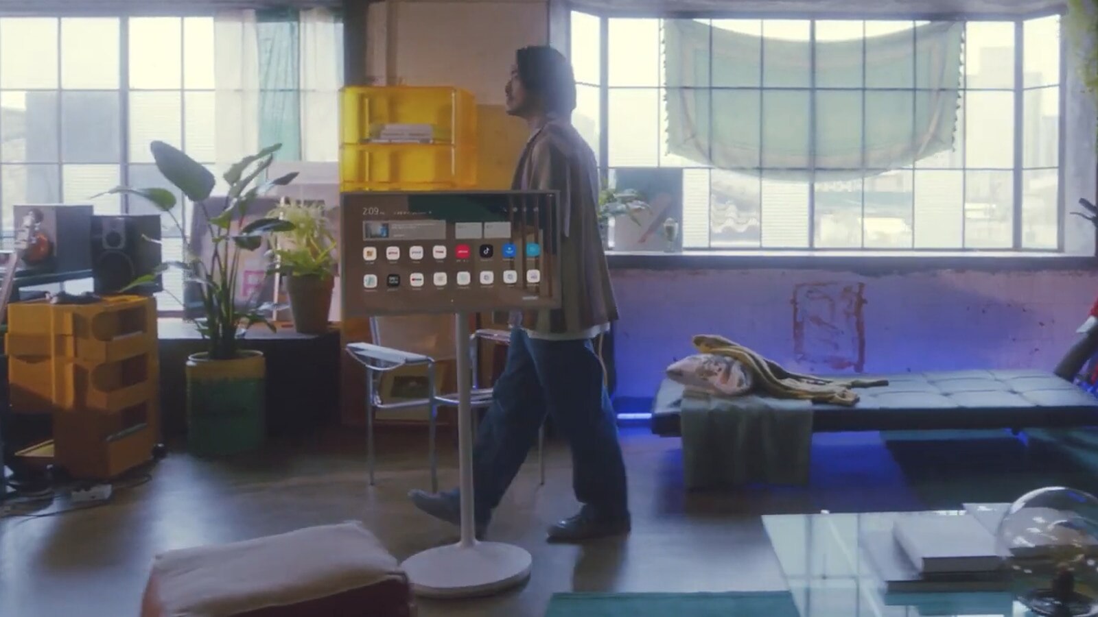 LG StanbyME is a battery-powered TV on a stand that you can wheel around your house