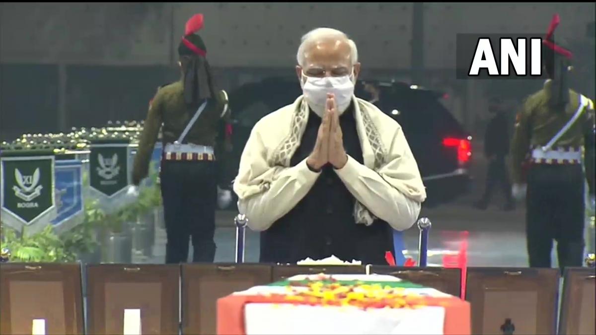 Prime Minister Narendra Modi was the first to pay his respects to Gen Rawat and other Armed Forces personnel Prime Minister Narendra Modi was the first to pay his respects to Gen Rawat and other Armed Forces personnel