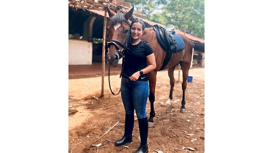 Chauhan with her horse Ginger Beans at Seahorse Equestrian horse farm in Nargol, Gujarat Chauhan with her horse Ginger Beans at Seahorse Equestrian horse farm in Nargol, Gujarat