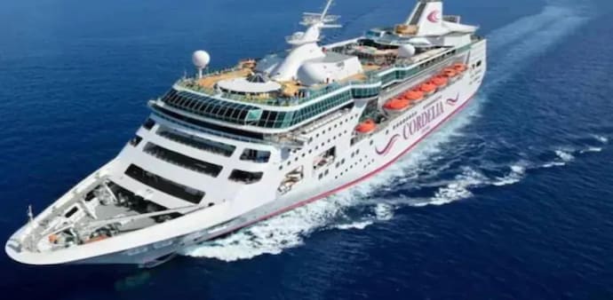 The cruise is parked near Mormugao Port cruise terminal as it was not allowed to dock in Goa. The cruise is parked near Mormugao Port cruise terminal as it was not allowed to dock in Goa.
