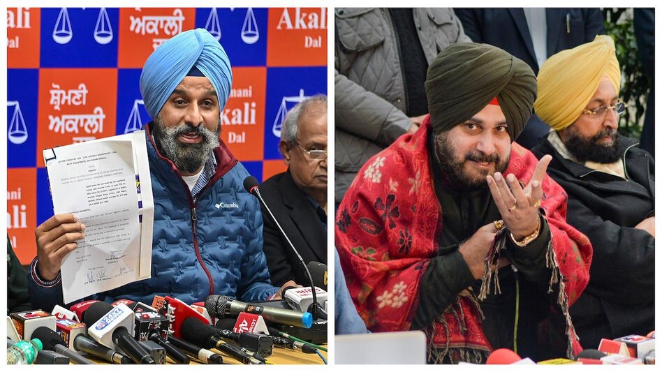 Bikram Singh Majithia (left), Navjot Singh Sidhu (right) Bikram Singh Majithia (left), Navjot Singh Sidhu (right)