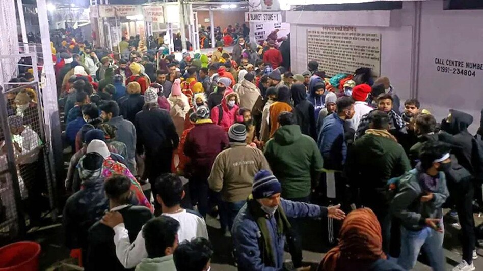 Heavy rush of devotees witnessed at Mata Vaishno Devi shrine in Reasi district Saturday morning. (Photo: PTI) Heavy rush of devotees witnessed at Mata Vaishno Devi shrine in Reasi district Saturday morning. (Photo: PTI)