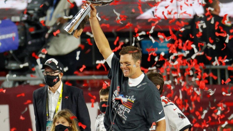 Tampa Bay Buccaneers' Tom Brady celebrates with the Vince Lombardi trophy after winning the Super Bowl. (Photo: Reuters) Tampa Bay Buccaneers' Tom Brady celebrates with the Vince Lombardi trophy after winning the Super Bowl. (Photo: Reuters)