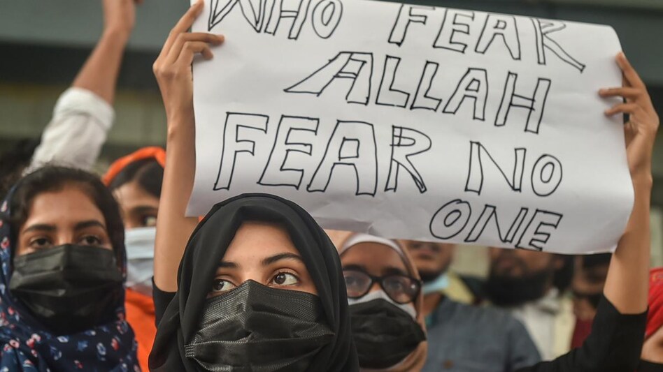 As protests for and against the hijab intensified in different parts of Karnataka and turned violent in some places, the government had declared a holiday to all high schools and colleges in the state for three days. (Photo: PTI) As protests for and against the hijab intensified in different parts of Karnataka and turned violent in some places, the government had declared a holiday to all high schools and colleges in the state for three days. (Photo: PTI)
