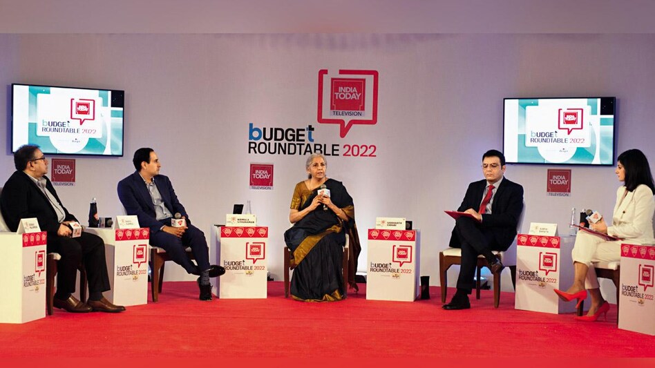 (From left) Sourav Majumdar, Editor, Business Today; Rahul Kanwal, Executive Director, Business Today; Finance Minister Nirmala Sitharaman; Siddharth Zarabi, Managing Editor, Business Today TV; and Aabha Bakaya, Senior Editor, Business Today TV (From left) Sourav Majumdar, Editor, Business Today; Rahul Kanwal, Executive Director, Business Today; Finance Minister Nirmala Sitharaman; Siddharth Zarabi, Managing Editor, Business Today TV; and Aabha Bakaya, Senior Editor, Business Today TV