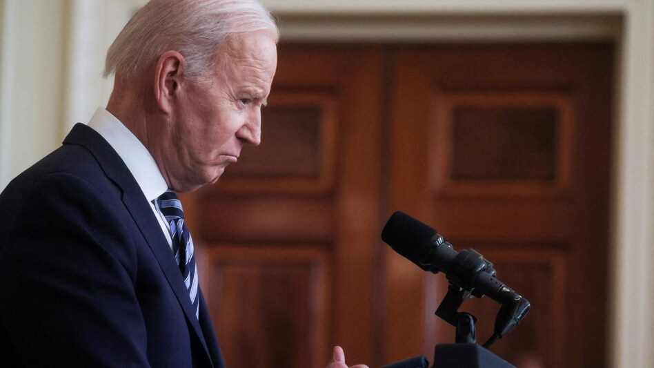 US President Joe Biden delivers remarks on Russia's attack on Ukraine, in the East Room of the White House in Washington US President Joe Biden delivers remarks on Russia's attack on Ukraine, in the East Room of the White House in Washington