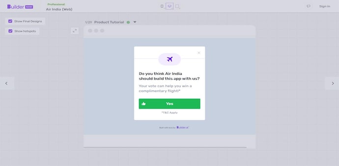 Builder.ai has created a prototype for an app for Air India Builder.ai has created a prototype for an app for Air India