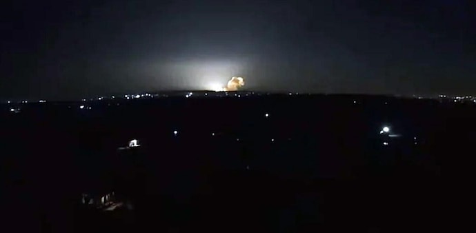 Huge explosions were seen and heard in Ukraine's Kyiv and Kharkiv regions. Huge explosions were seen and heard in Ukraine's Kyiv and Kharkiv regions.