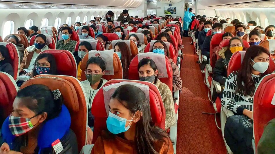 The first evacuation flight carrying 219 Indians from Bucharest landed in Mumbai on Saturday evening. The first evacuation flight carrying 219 Indians from Bucharest landed in Mumbai on Saturday evening.