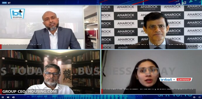 Dhurv Agarwala, CEO, Housing.com, Gulam Zia, ED, Knight Frank, and Anuj Puri, Chairman Anarock Property Consultants, were speaking at BT Brainstorm Budget 2022 on the session 'The Real State of Real Estate'. Dhurv Agarwala, CEO, Housing.com, Gulam Zia, ED, Knight Frank, and Anuj Puri, Chairman Anarock Property Consultants, were speaking at BT Brainstorm Budget 2022 on the session 'The Real State of Real Estate'.