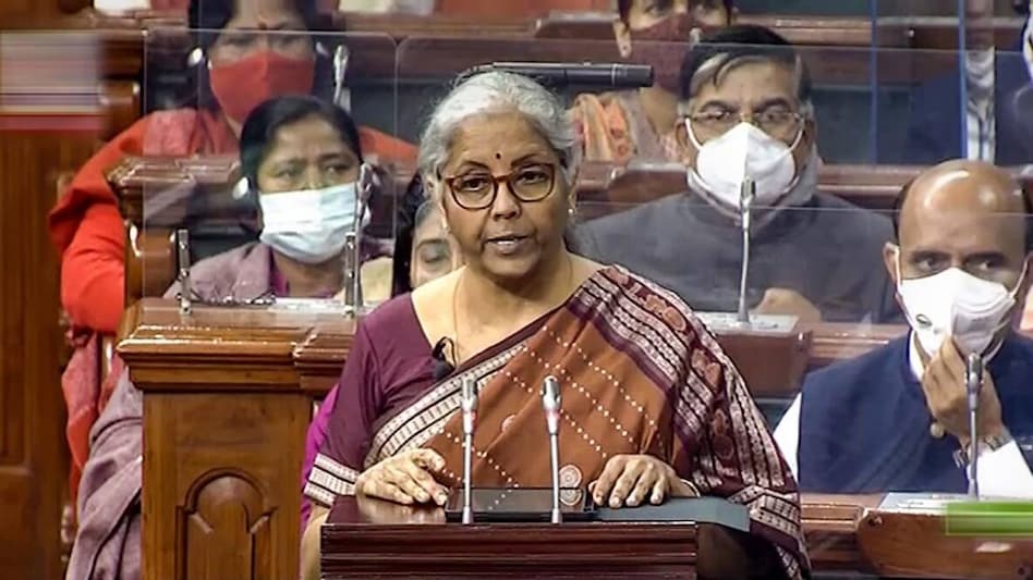 Sitharaman read out the Budget 2022 speech in the Parliament through a tab instead of the 'bahi-khata' which was first used in 2019. Sitharaman read out the Budget 2022 speech in the Parliament through a tab instead of the 'bahi-khata' which was first used in 2019.