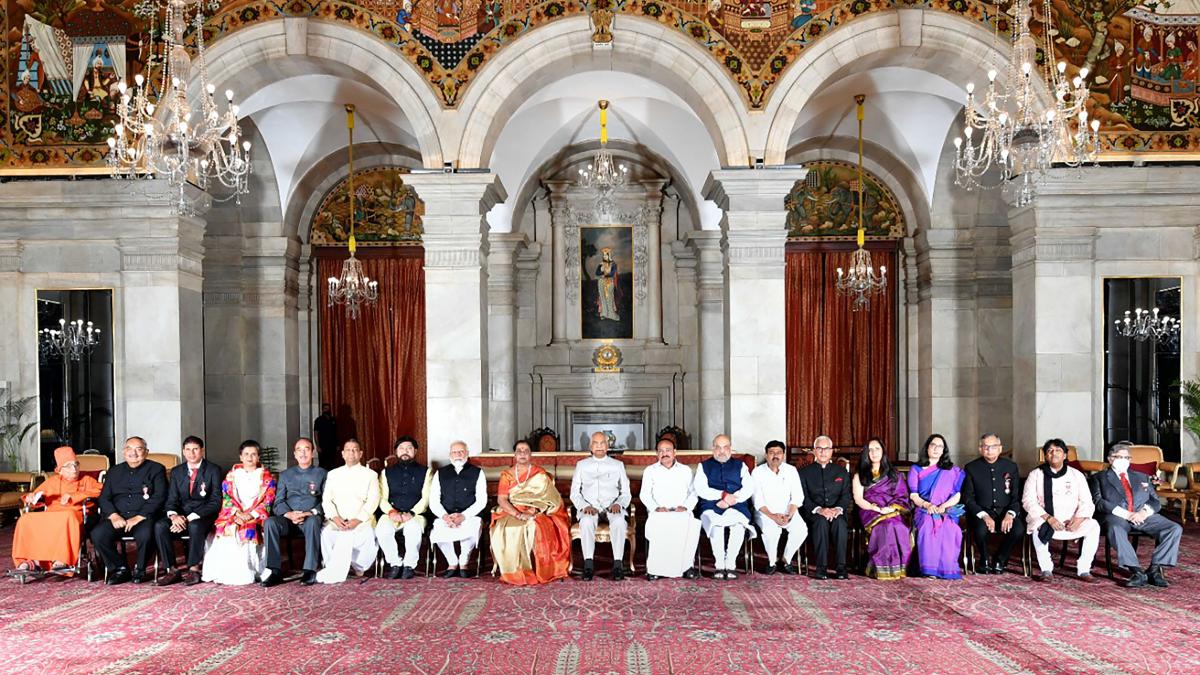 This year a total of 128 Padma awards are being conferred, including two duo cases (in a duo case, the award is counted as one). The list of awardees comprises four Padma Vibhushan, 17 Padma Bhushan and 107 Padma Shri awards. (Photo: PTI) This year a total of 128 Padma awards are being conferred, including two duo cases (in a duo case, the award is counted as one). The list of awardees comprises four Padma Vibhushan, 17 Padma Bhushan and 107 Padma Shri awards. (Photo: PTI)